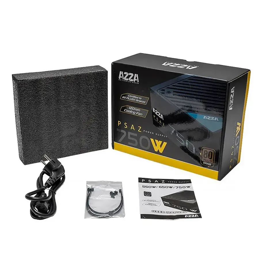 FUENTE DE PODER AZZA PSAZ-750W 750W 80 Plus Bronze Negro, imagen 2
