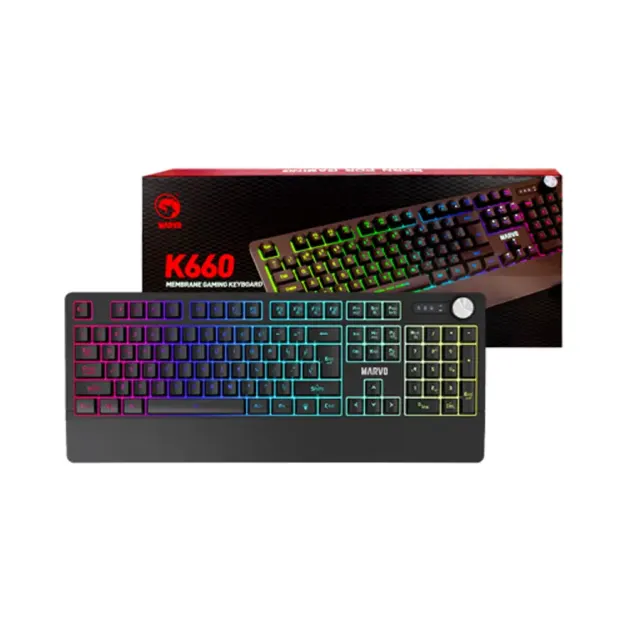 Teclado Marvo K660 Gaming Membrana Inalambrico RETROILUMINACION-RGB