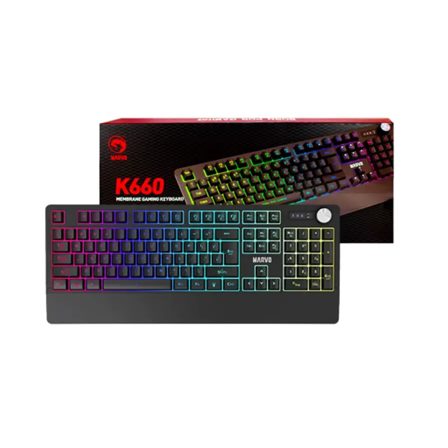 Teclado Marvo K660 Gaming Membrana Inalambrico RETROILUMINACION-RGB