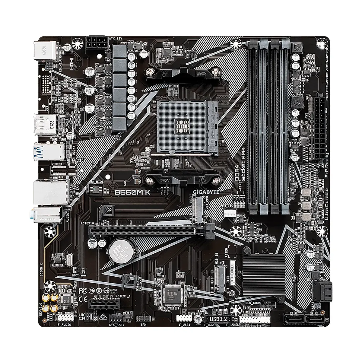 MBO Gigabyte B550M-K AMD AM4 Ryzen 5000 4DDR4-3200 M.2DP HDMI PCIE4.0 Microatx