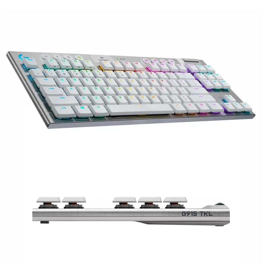 Teclado Logitech Gamer G915 TKL RGB Mecanico Switch GL Tactil Wireless Blanco