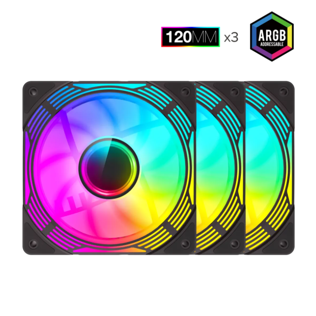 Kit 3 en 1 de Ventiladores Gamemax KF300R Negro, imagen 3
