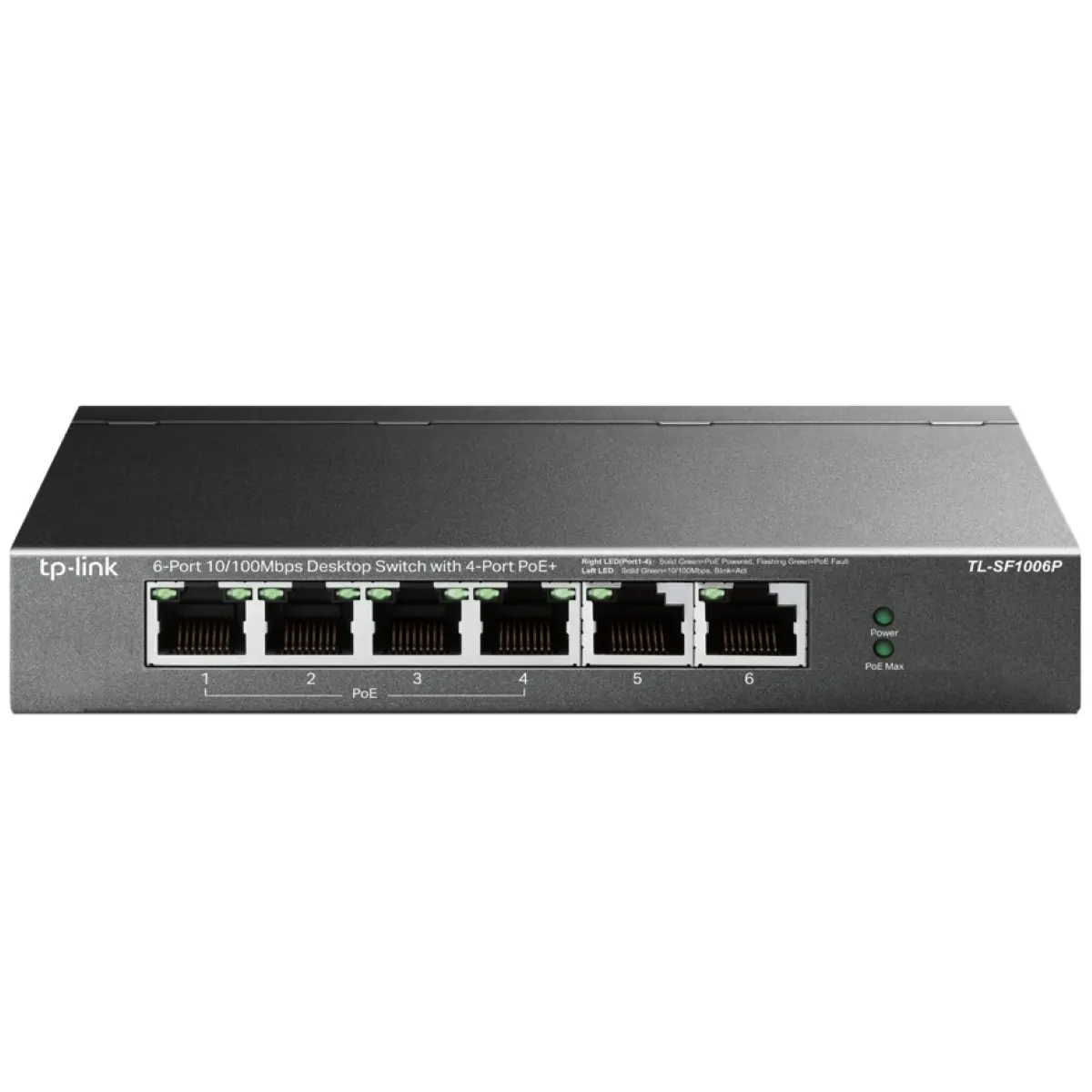 Switch de escritorio TP-Link TL-SF1006P de 6 puertos 10/100Mbps con 4 puertos PoE+