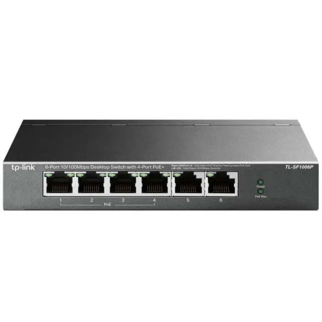 Switch de escritorio TP-Link TL-SF1006P de 6 puertos 10/100Mbps con 4 puertos PoE+