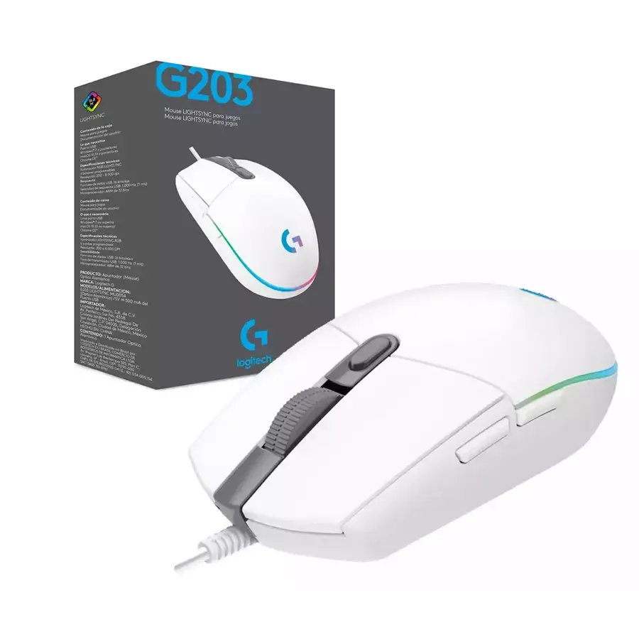 Mouse Logitech G203 Blanco, imagen 2