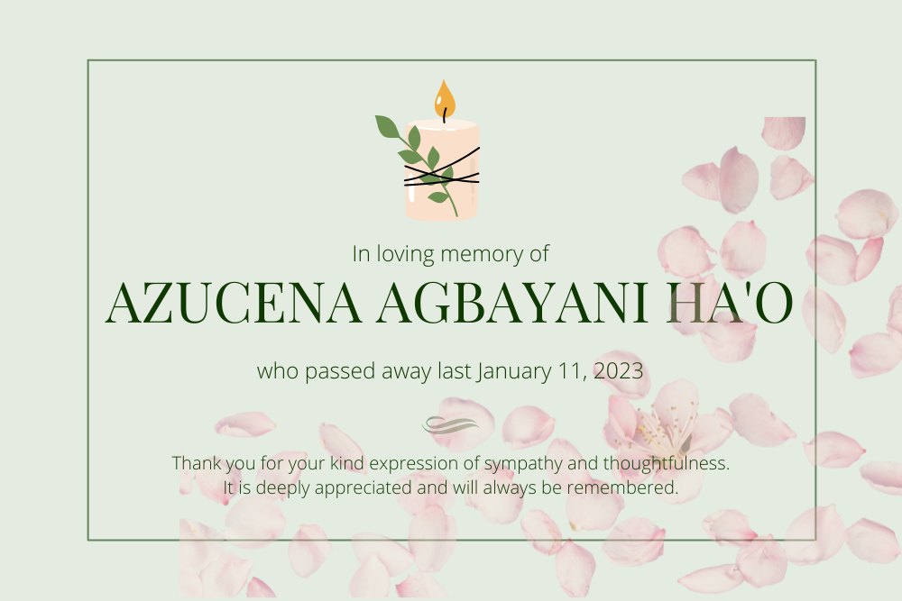 Azucena Agbayani Ha'o of Hilo, Hawaii 2023 Obituary Big Island Times