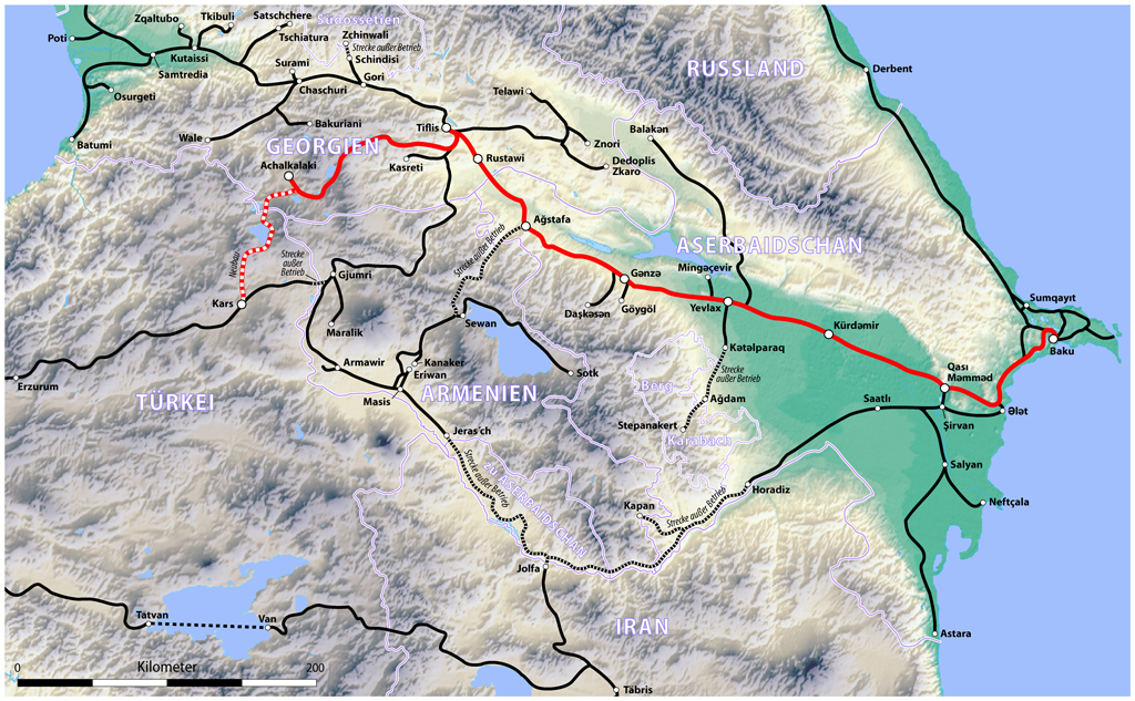 The BTK Railway highlighted in red.