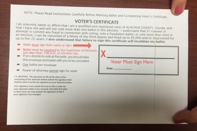 Medium florida voting ballot signature space