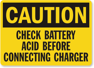 Check battery acid caution sign  75902 copy