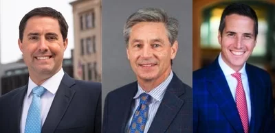 U.S. Senate Candidates Frank LaRose (L), Matt Dolan (C), and Bernie Moreno (R)