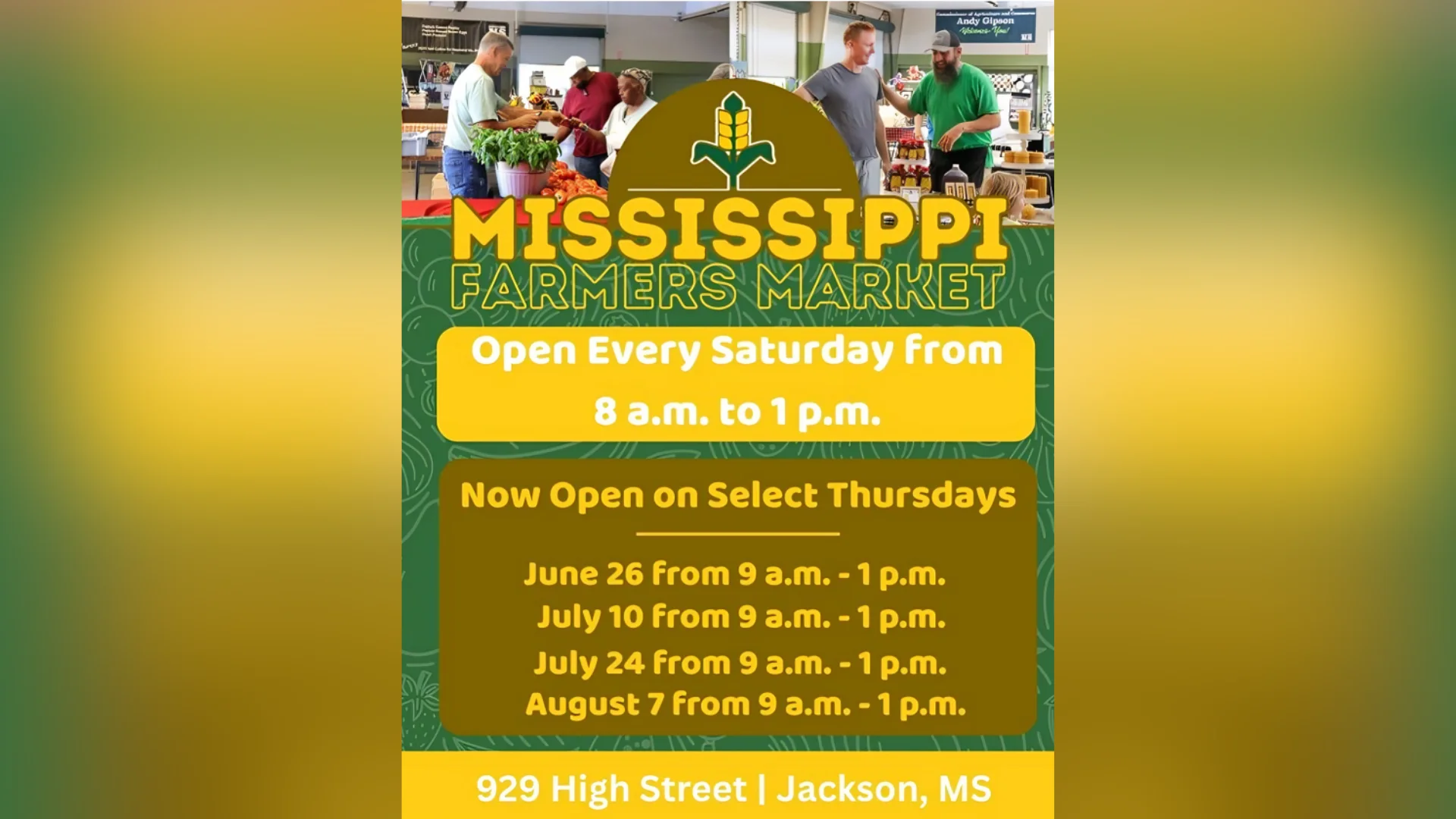 Mississippi Farmers Market announces return of Thursday Summer Markets in Jackson