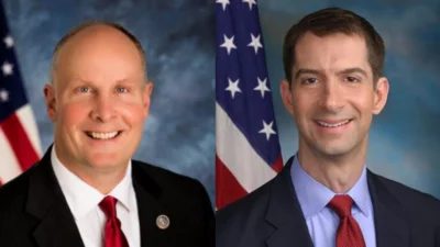 China Select Committee Chair John Moolenaar (left) and Senate Intelligence Chair Tom Cotton (right) are leading the Chip Security Act
