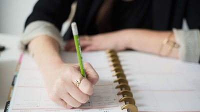 Medium writing hand note pen paper notebook