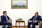 Ambassador of Estonia to Armenia Priit Turk, left, met with  Armenian Prime Minister Hovik Abrahamyan on Tuesday. 