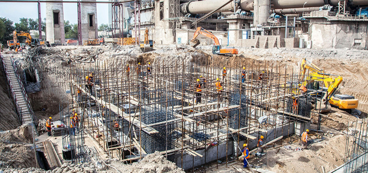 Construction at cement plant in Shymkent, Kazakhstan.
