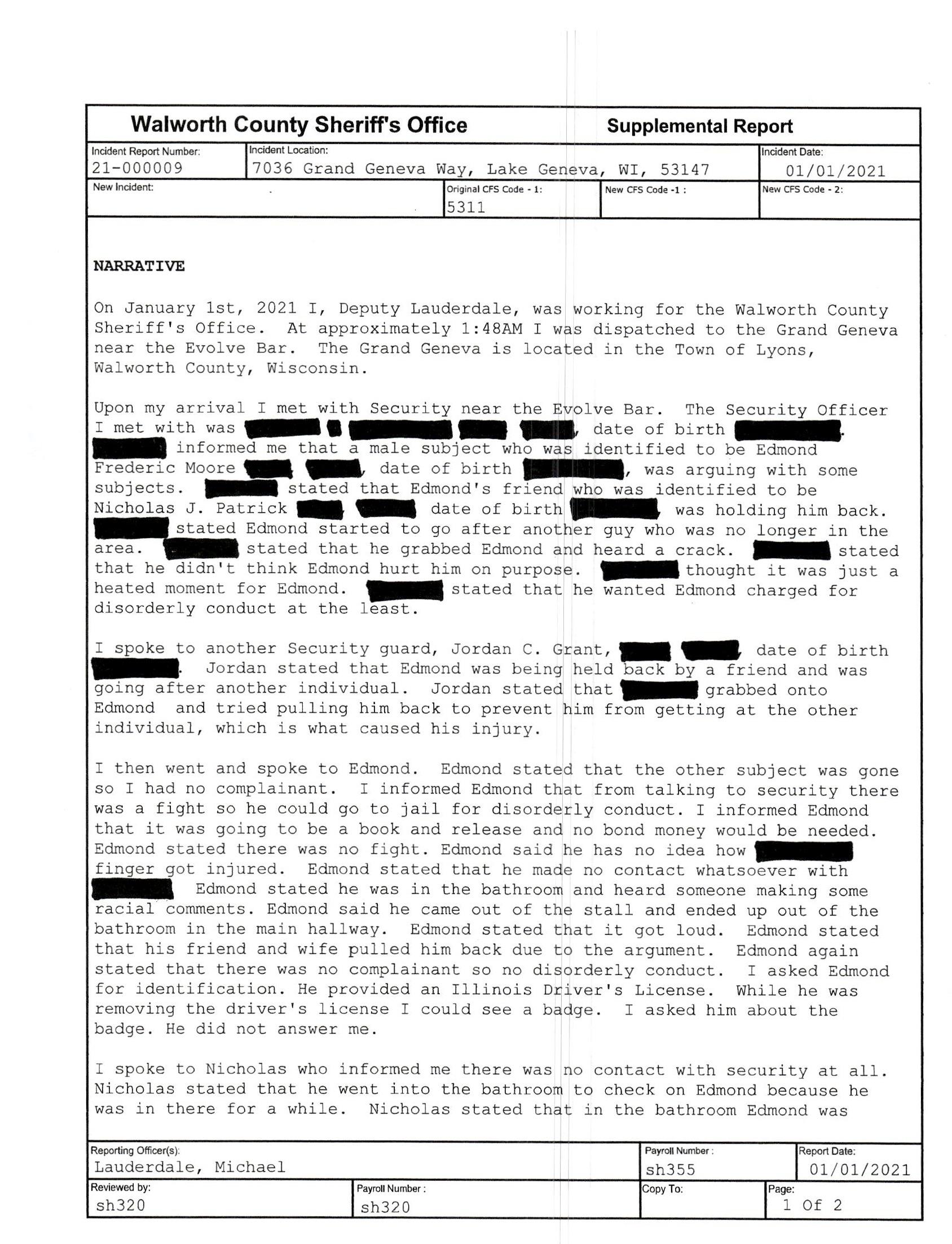 DuPage County sheriff candidate Eddie Moore was cited for disorderly conduct following a New Year’s Eve bar brawl in 2021 in Lake Geneva, Wis., that left a security guard with a broken finger, according to police reports. - Facebook / Eddie Moore Candidate for DuPage County Sheriff