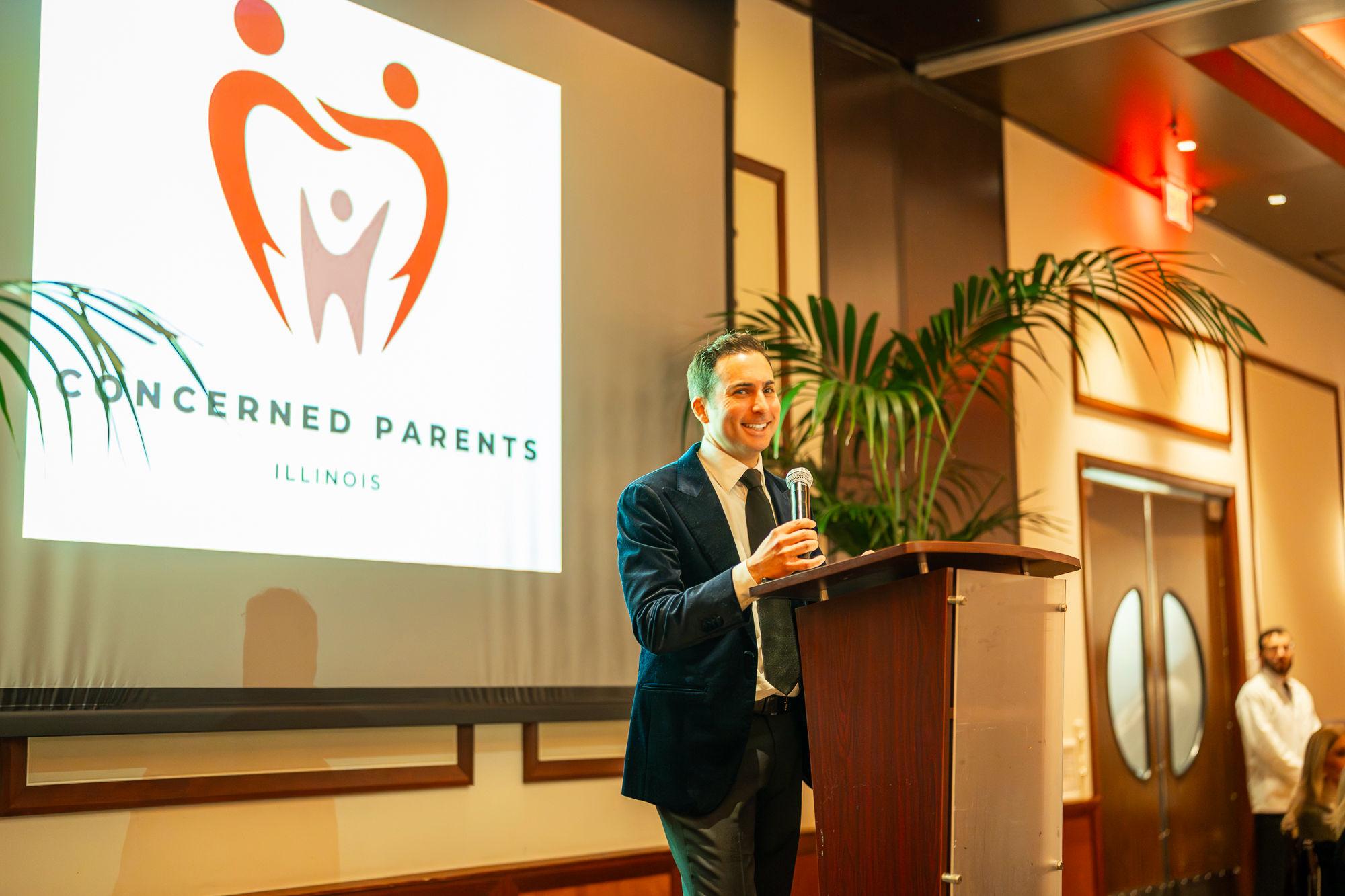 Riley Gaines, Michael Bekesha, and Kristina McCloy at Concerned Parents of Illinois’ sold-out gala Jan. 31.