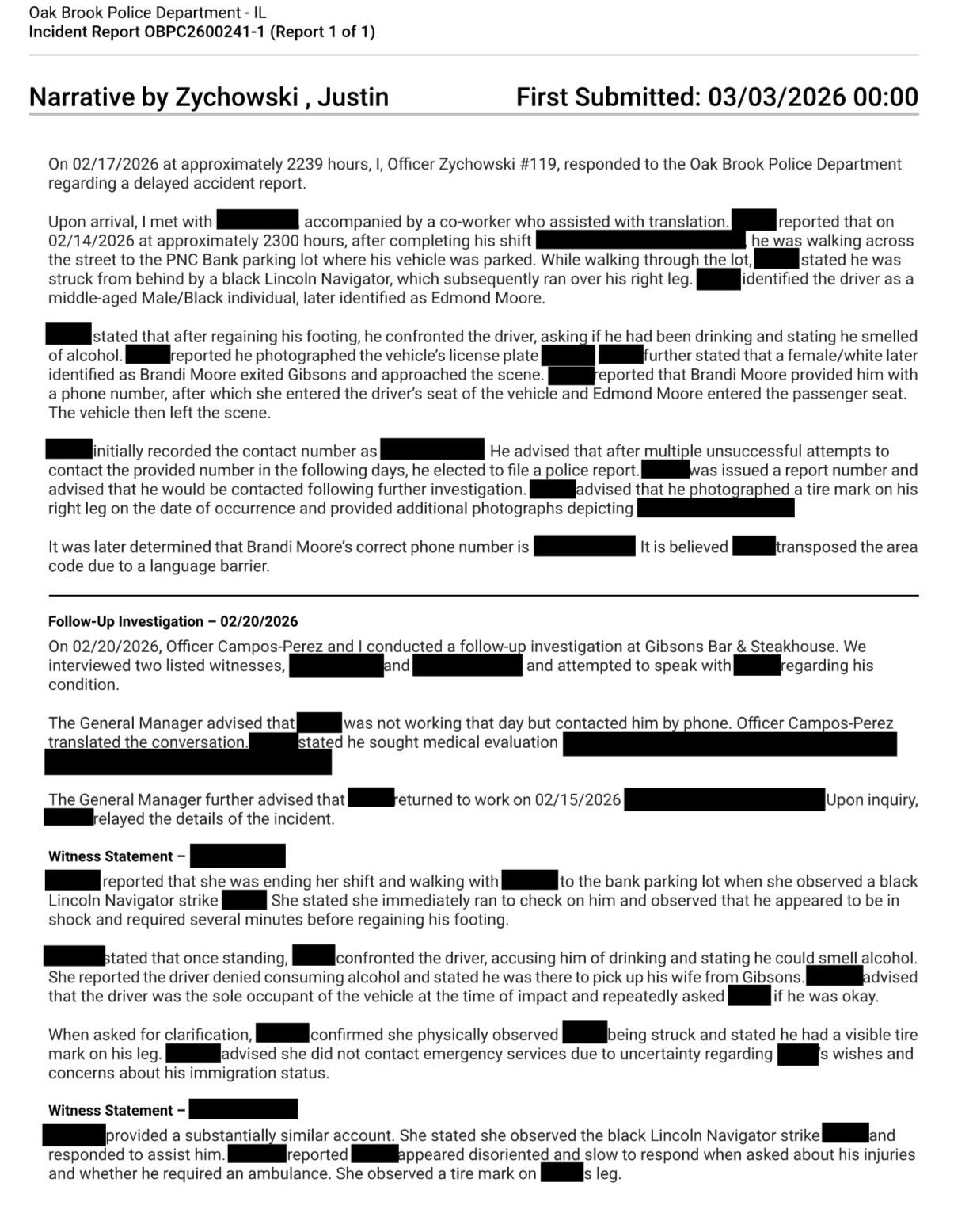 According to an Oak Brook Police report, Eddie Moore, DuPage County sheriff candidate, reportedly “smelled of alcohol” when he allegedly struck a man following a late-night Valentine’s Day dinner.