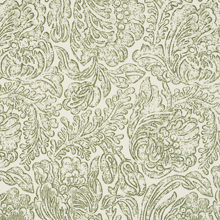 Jasper Performance Fabric Woodblock Flower in Green