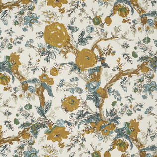 Jasper Fabrics in Bangalore Floral - Saffron