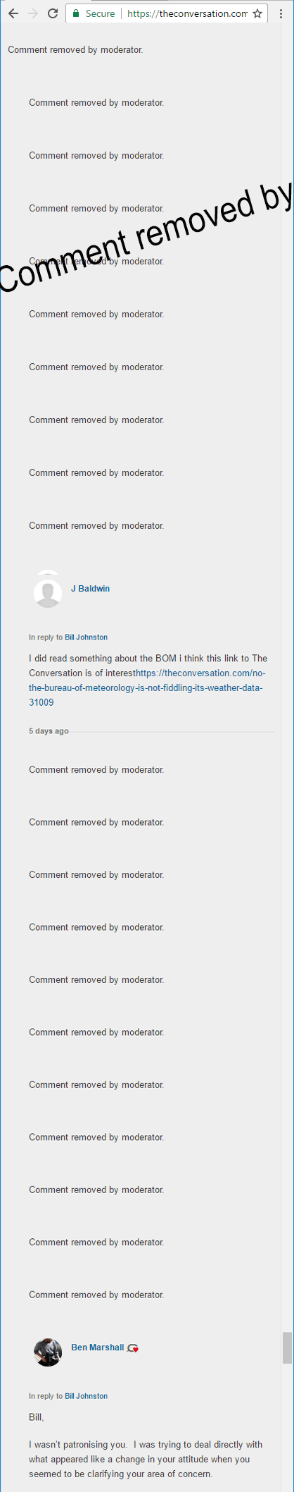 Comment deletion at The Conversation