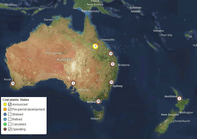 Coal Boom 1600 new plants in 62 - New Coal Aust Nz Map 