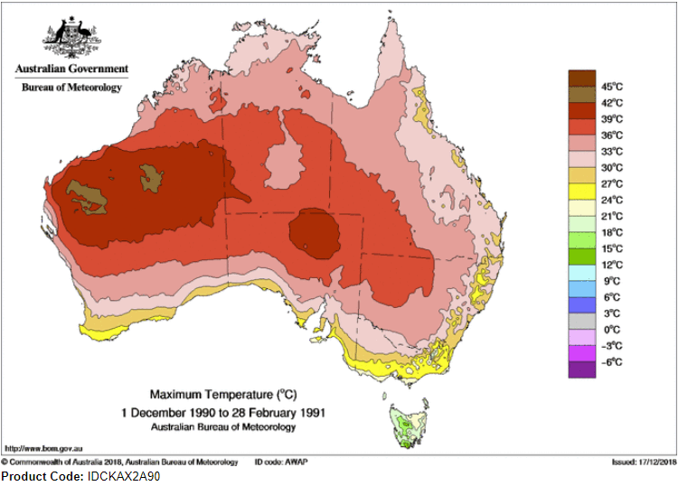Summer 2019, Bureau of Meteorology Map
