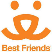 Orange Best Friends logo which represents an animal's smiling face with the words "Best Friends" below