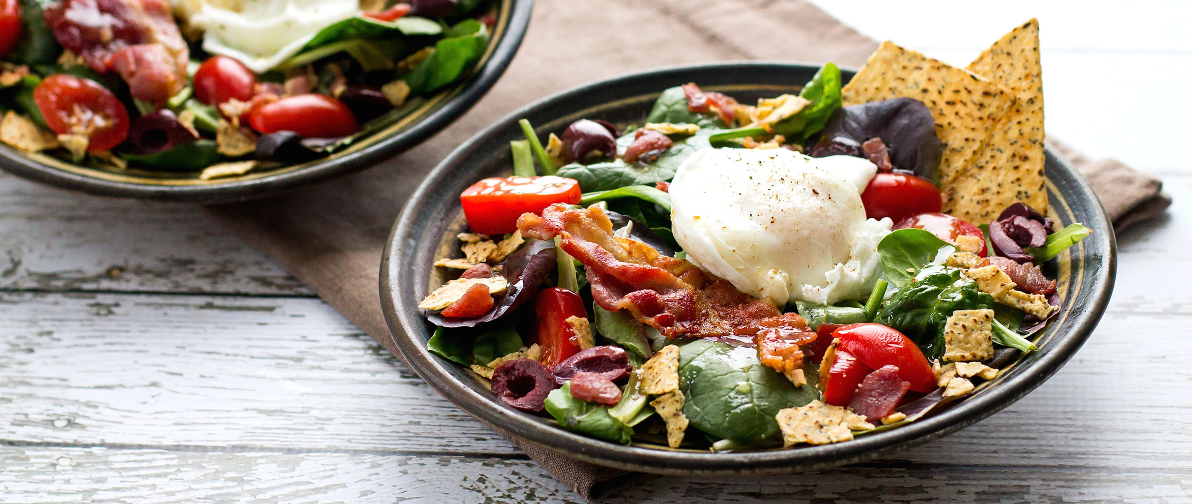 Breakfast "Bagel" Salad with The Works! Croutons Recipes Food