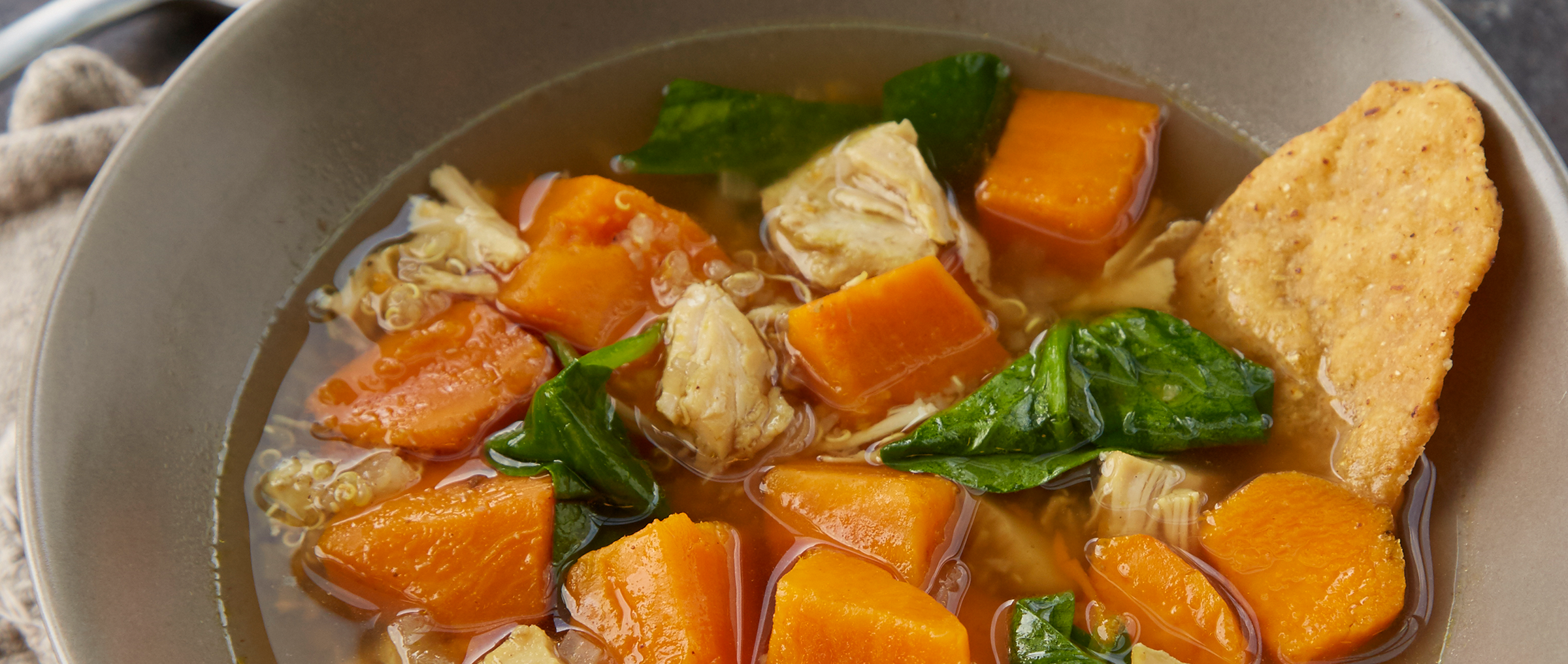 SlowCooker Sweet Potato Turkey Quinoa Soup