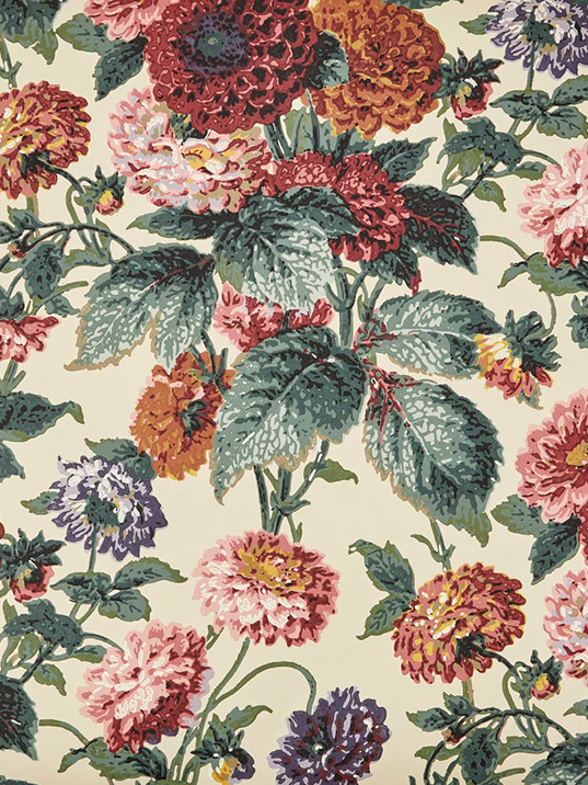 Dahlias Parchment Wallpaper