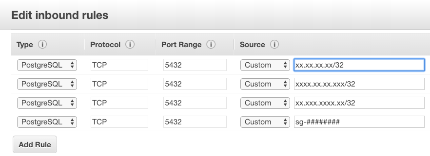 security group edit inbound rules console