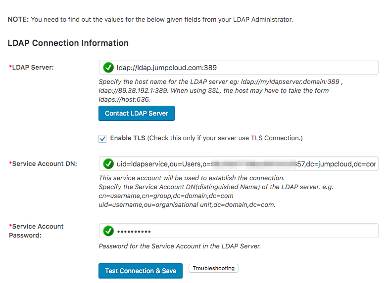 Configuring Wordpress Plugin Ldap Active Directory Login For Intranet To Use Jumpcloud S Ldap As A Service