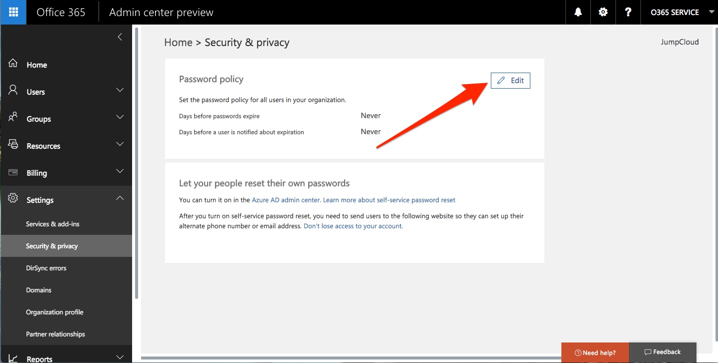jumpcloud office 365 user import provisioning an office 365 billing