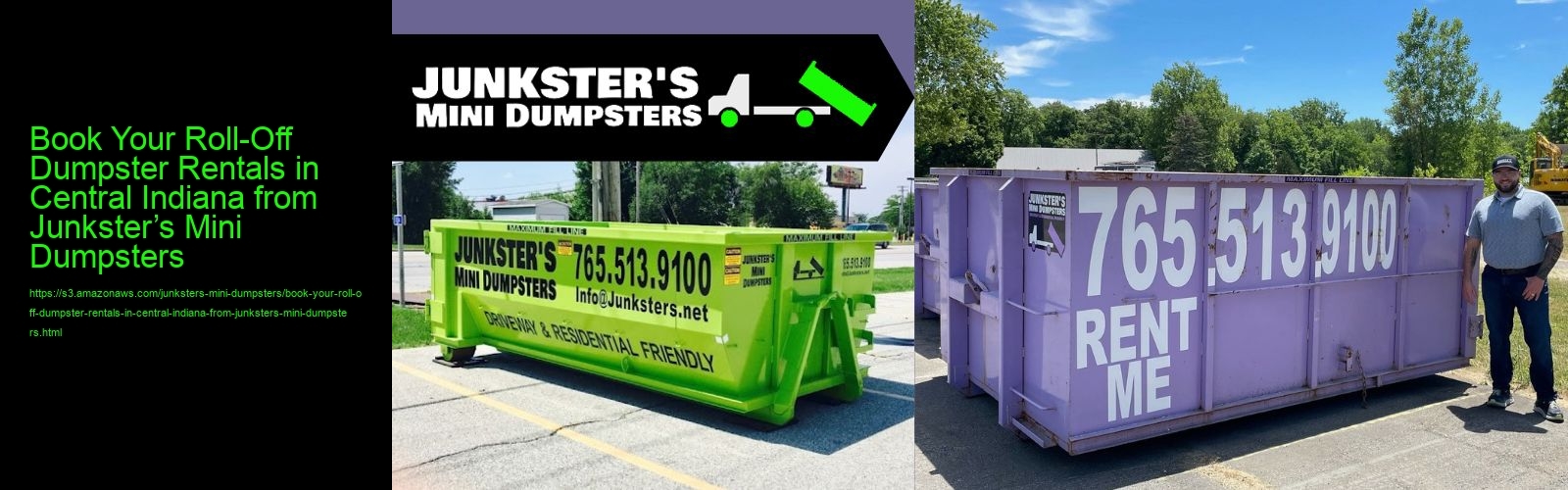 Book Your Roll-Off Dumpster Rentals in Central Indiana from Junkster’s Mini Dumpsters