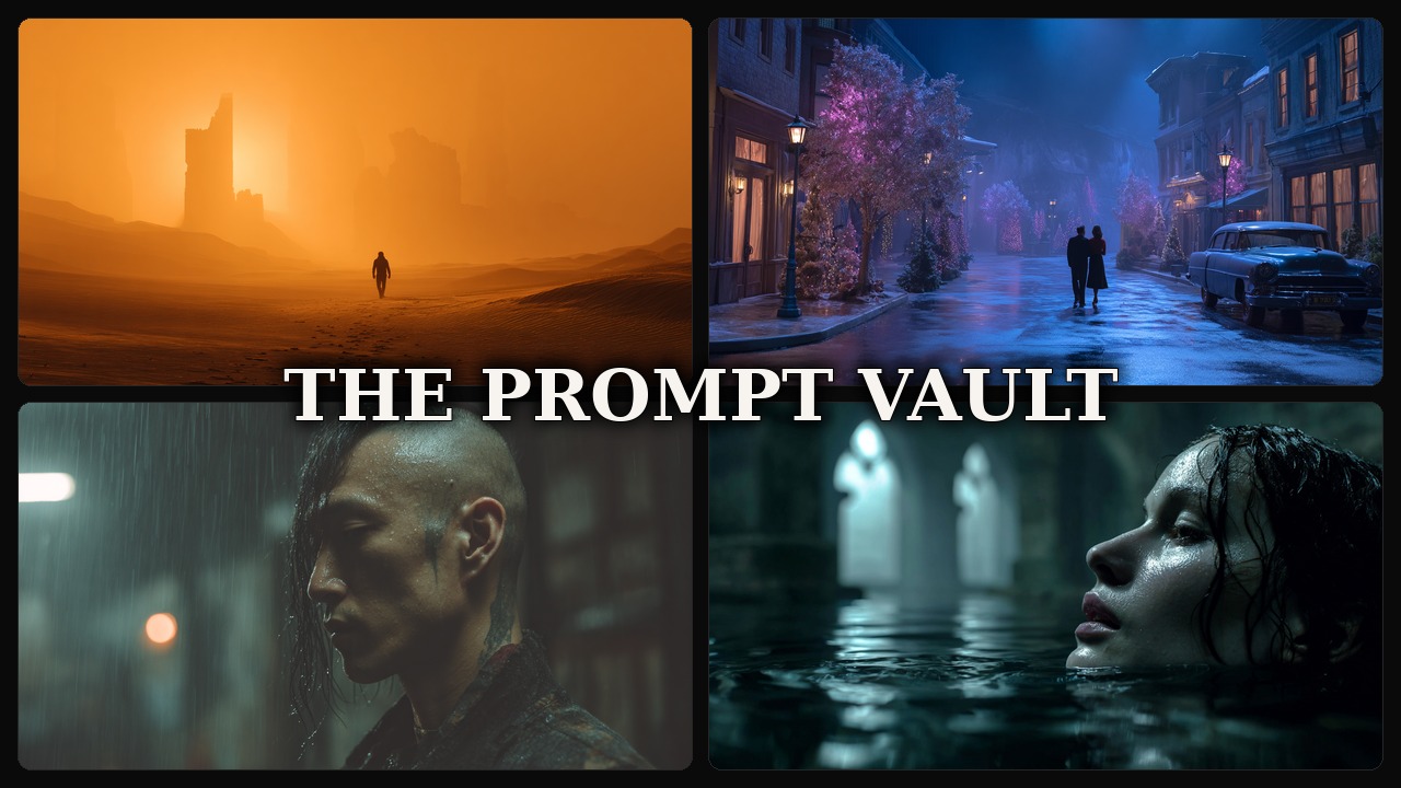 The Prompt Vault — real cinematic frames generated from Vault prompts