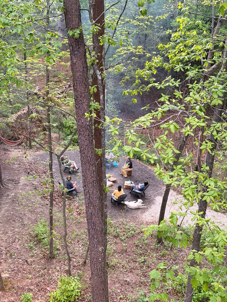 Resting on the deck at the Peace Retreat