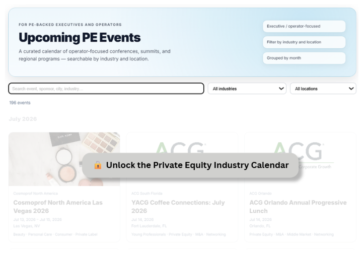 Private Equity Industry Calendar preview