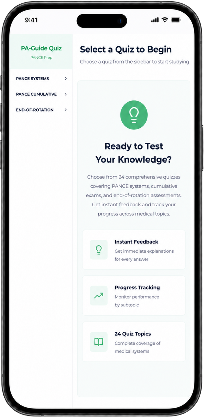 PA Guide flash cards app