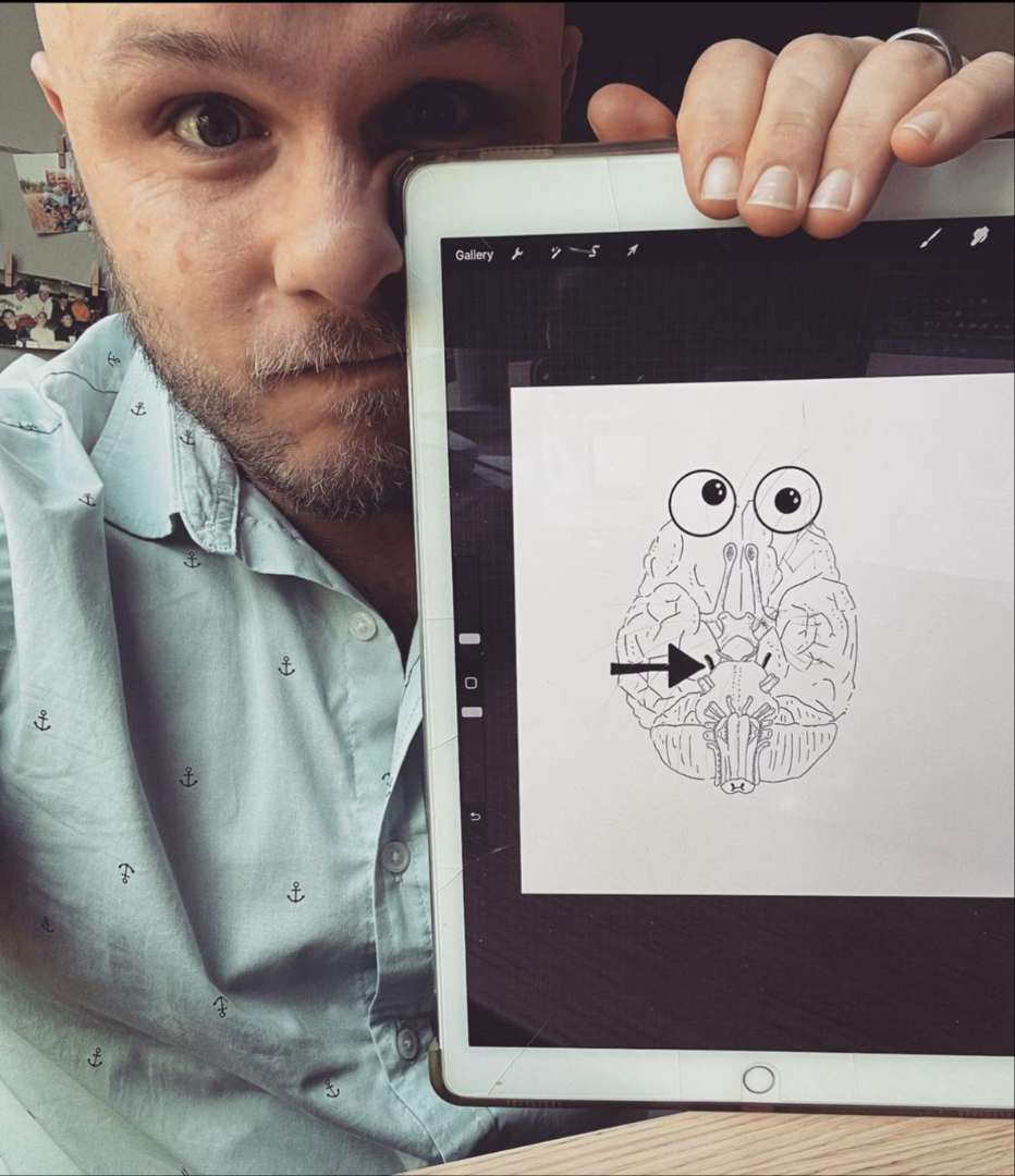 Jono creating PA Guide illustrations on an iPad