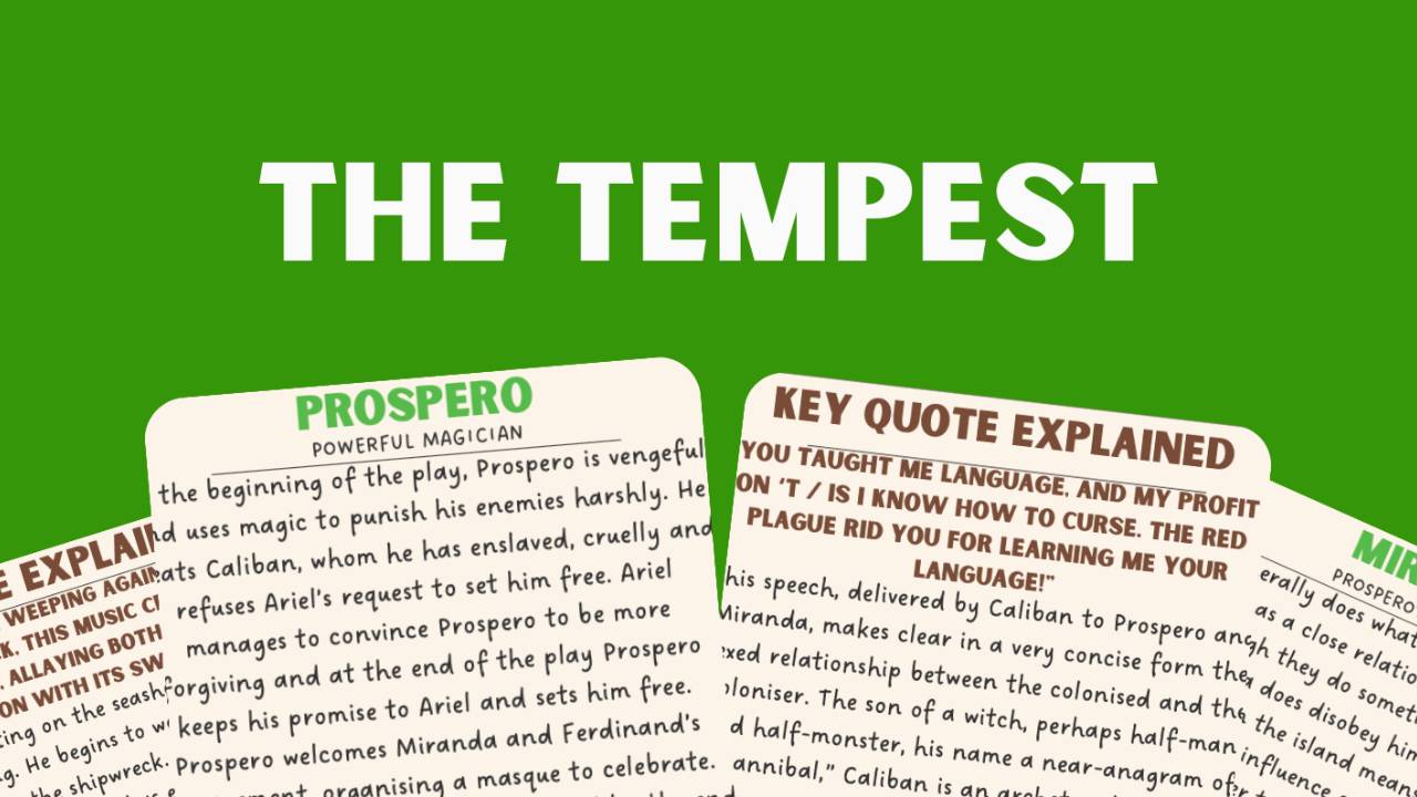 The Tempest GCSE Mindmap & Flashcards