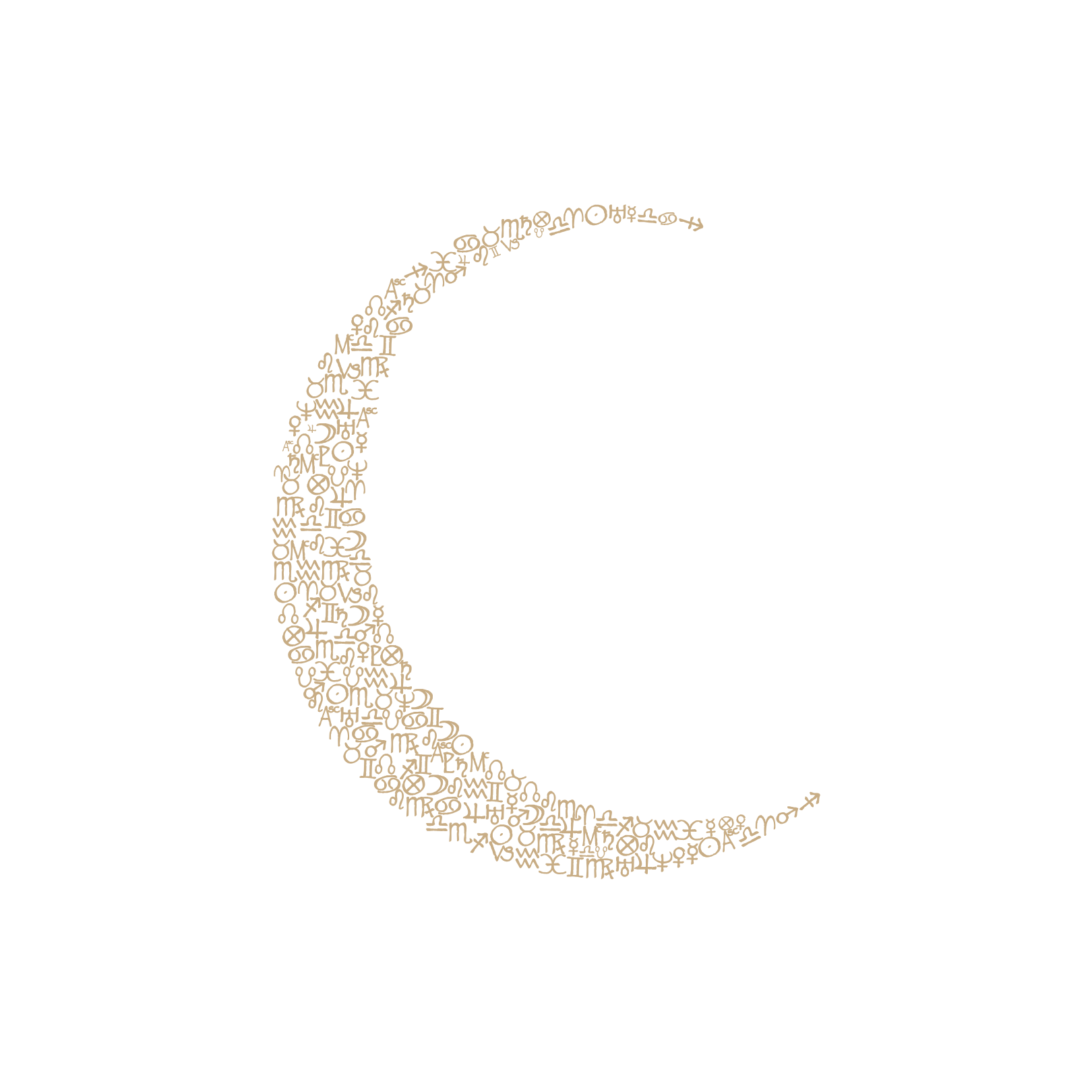 The Crusade, a crescent moon formed from astrological symbols