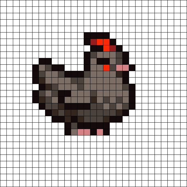 Stardew Valley Void Chicken Perler Pattern