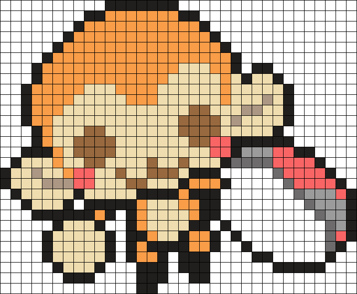 Tambourine Monkey (Rhythm Heaven) Perler Bead Pattern Bead Sprites