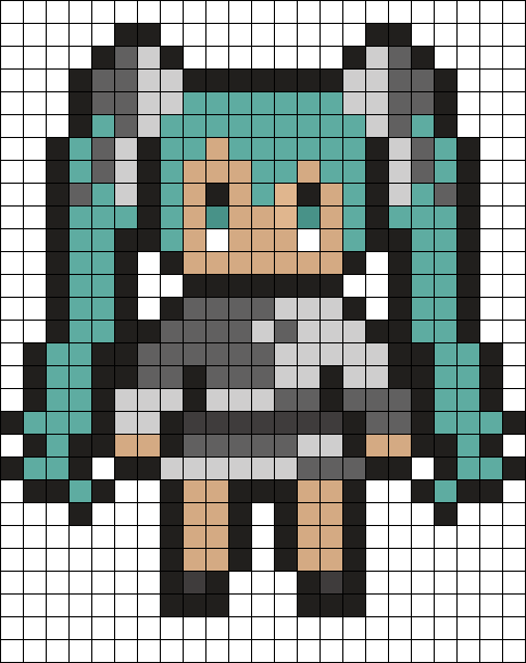 Hatsune Miku Perler Kandi Pattern  Pixel art grid, Pixel art, Pixel art  pattern