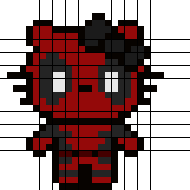 Hello Kitty Deadpool Perler Bead Pattern | Bead Sprites | Characters ...