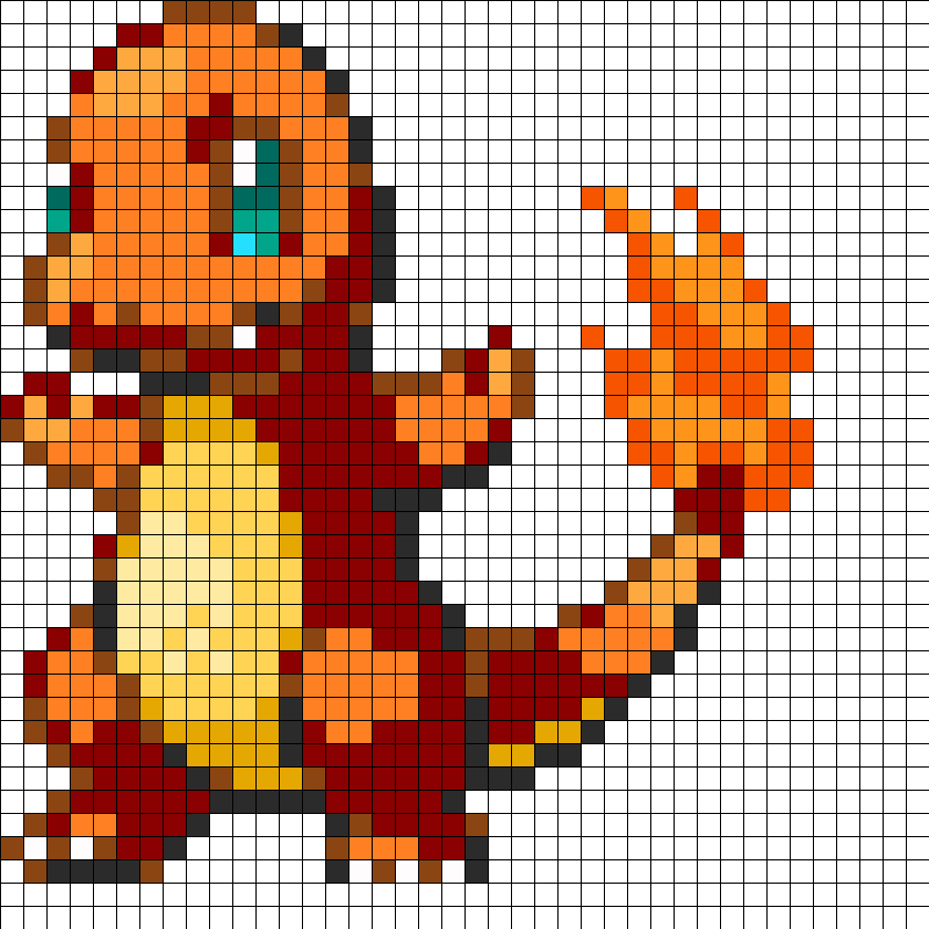 Pokemon Charmander Fuse Bead Perler Pattern Perler Bead Pattern | Bead Sprites | Characters Fuse Bead Patterns