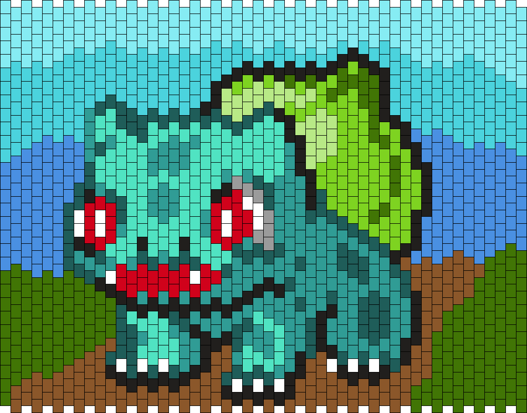 Bulbasaur Background Pattern Bulbasaur Pony Bead Patterns | Characters Kandi Patterns for Kandi Cuffs