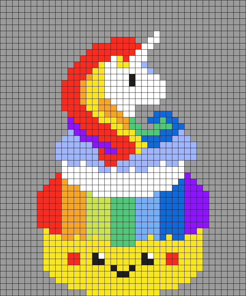 Rainbow Unicorn Perler Fuse Bead Craft Template