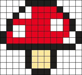 Red Mushroom Perler Bead Pattern | Bead Sprites | Misc Fuse Bead Patterns